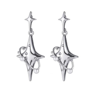 Y2K Star Drop Earrings Harajuku Planet Crystal Earings Punk Jewelry