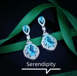 Gradient Jelly Zircon Feather Earrings for Women