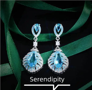 Gradient Jelly Zircon Feather Earrings for Women