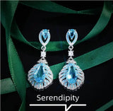 Gradient Jelly Zircon Feather Earrings for Women