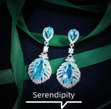 Gradient Jelly Zircon Feather Earrings for Women