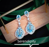 Gradient Jelly Zircon Feather Earrings for Women