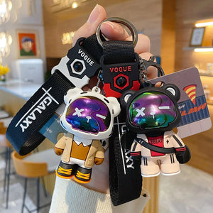 Hip Hop Bear Keychain Lightning Female Car Doll Key Chain Wrist Rope Keyring