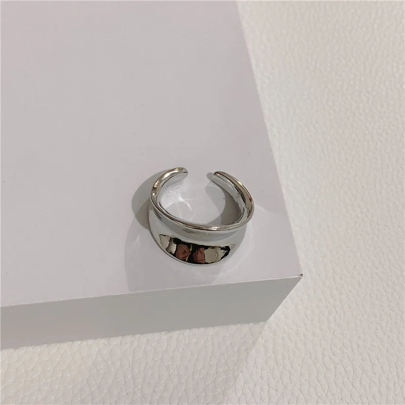 Irregular Wave Opening Ring, Smooth Metal