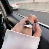 Irregular Wave Opening Ring, Smooth Metal