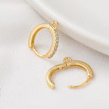 Copper 18k Plated Zircon Inlaid Hoop Earring Hooks for DIY Jewelry Making
