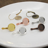 Copper Earring Blank Setting Bezel Base For Round Cabochons DIY Making K06191