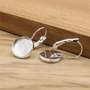 Copper Earring Blank Setting Bezel Base For Round Cabochons DIY Making K06191