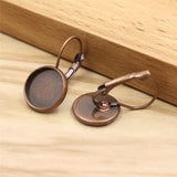 Copper Earring Blank Setting Bezel Base For Round Cabochons DIY Making K06191