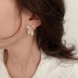 Copper Alloy Earrings with Synthetic Cubic Zirconia