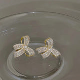 Copper Alloy Earrings with Synthetic Cubic Zirconia