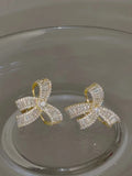 Copper Alloy Earrings with Synthetic Cubic Zirconia