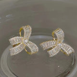 Copper Alloy Earrings with Synthetic Cubic Zirconia