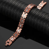 Vintage Cross Pattern Copper Bracelet with Raw Magnets for Arthritis