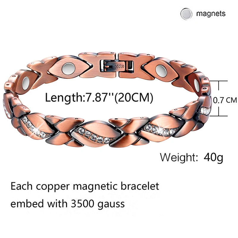 Copper Magnetic Bracelet 99.9% Pure Crystal Jewelry Gift