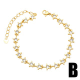 Copper CZ Clear Crystal Heart Bracelets for Women