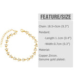 Copper CZ Clear Crystal Heart Bracelets for Women