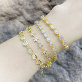Copper CZ Clear Crystal Heart Bracelets for Women