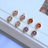 Copper Charms 6mm Crystal Flower Charms 10pcs/lot DIY Jewelry Making Bulk