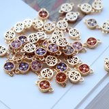 Copper Charms 6mm Crystal Flower Charms 10pcs/lot DIY Jewelry Making Bulk