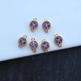 Copper Charms 6mm Crystal Flower Charms 10pcs/lot DIY Jewelry Making Bulk