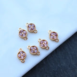 Copper Charms 6mm Crystal Flower Charms 10pcs/lot DIY Jewelry Making Bulk