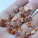 Copper Charms 6mm Crystal Flower Charms 10pcs/lot DIY Jewelry Making Bulk