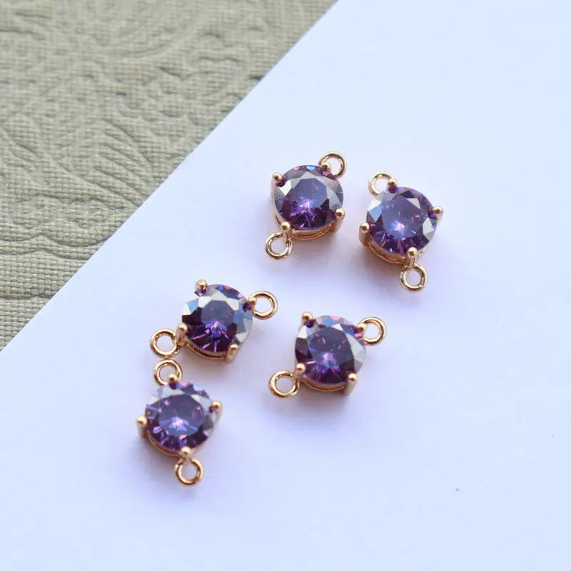 Copper Charms 6mm Crystal Inlaid Zircon Charms 10pcs/lot DIY Jewelry Making