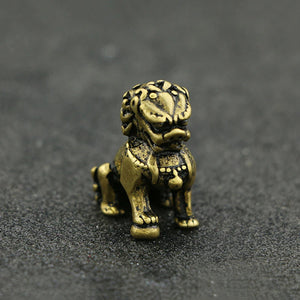 Mini Lion Pure Brass Vintage Animal Fengshui Home Decoration Ornaments
