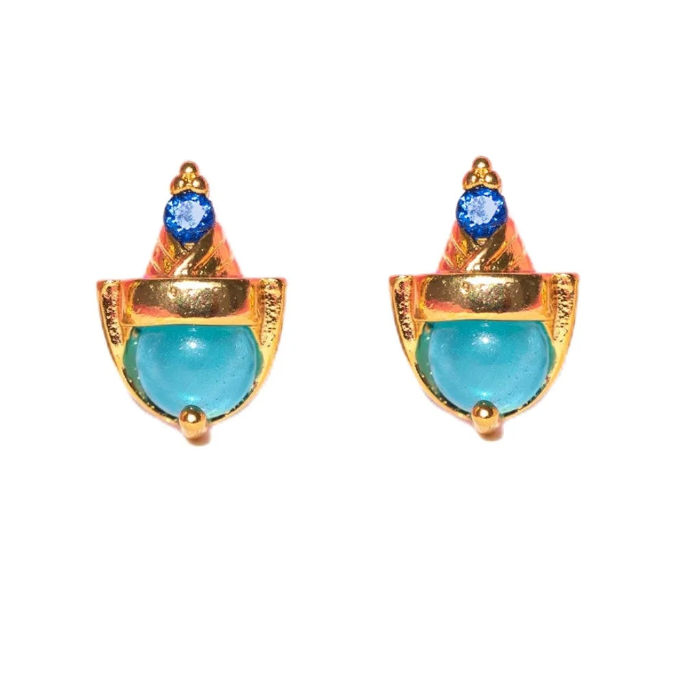 Copper Zircon 925 Silver Stud Earrings for Women