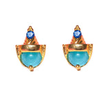 Copper Zircon 925 Silver Stud Earrings for Women