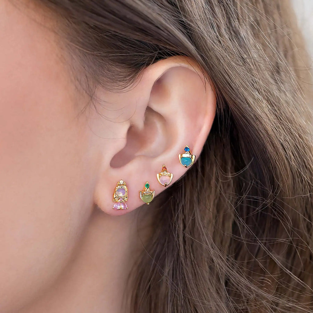 Copper Zircon 925 Silver Stud Earrings for Women