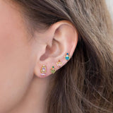 Copper Zircon 925 Silver Stud Earrings for Women