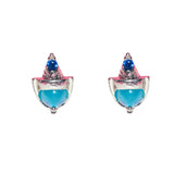 Copper Zircon 925 Silver Stud Earrings for Women