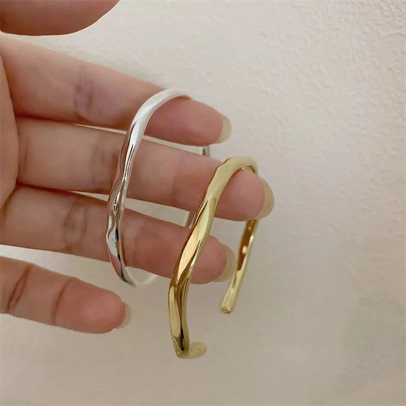 Vintage Copper Cuff Bracelet Irregular Metal Bangle Women's Jewelry