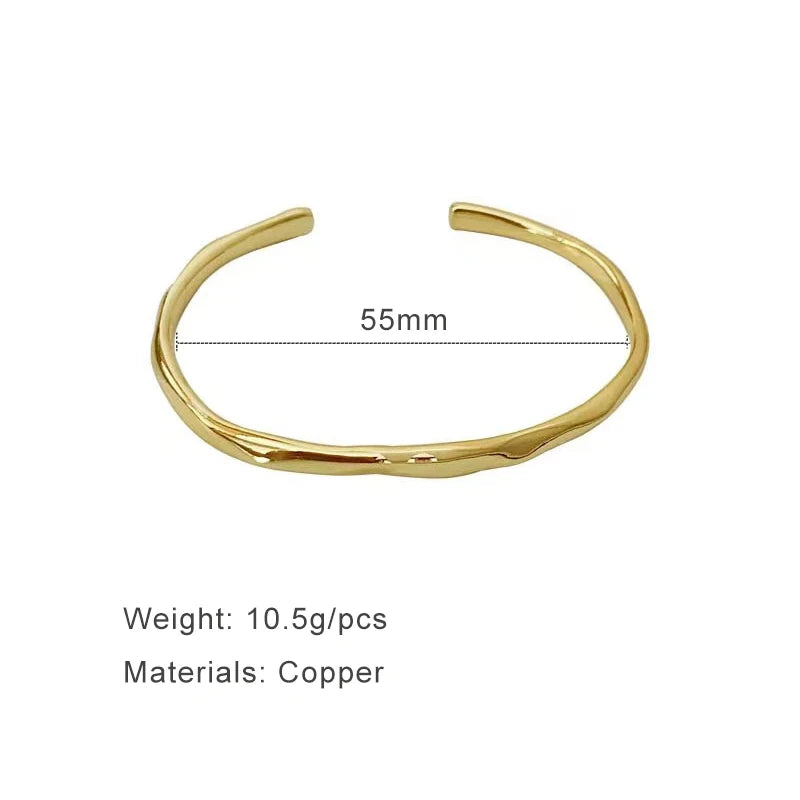 Vintage Copper Cuff Bracelet Irregular Metal Bangle Women's Jewelry