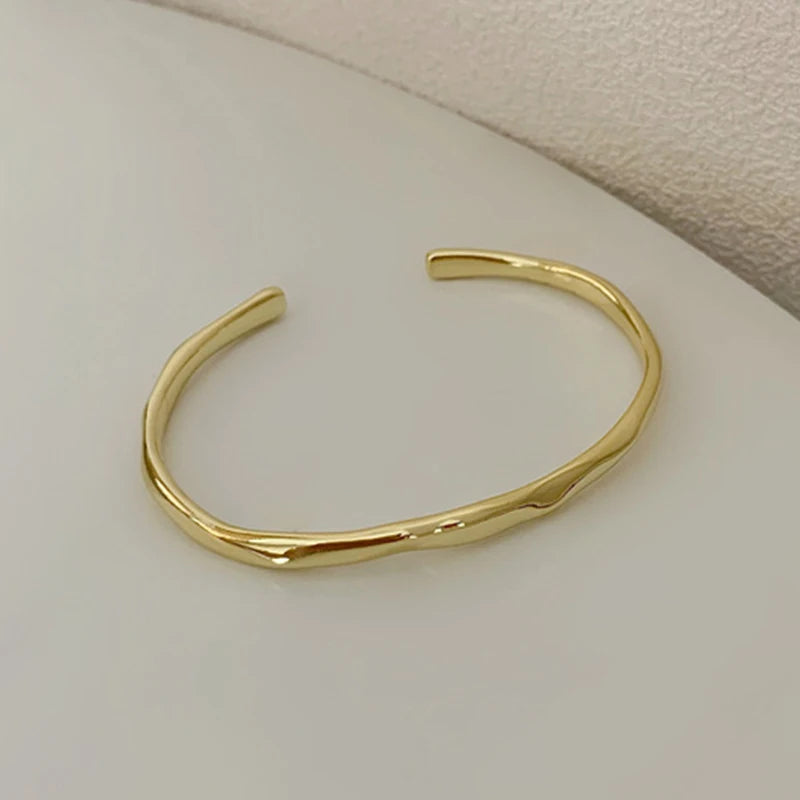 Vintage Copper Cuff Bracelet Irregular Metal Bangle Women's Jewelry
