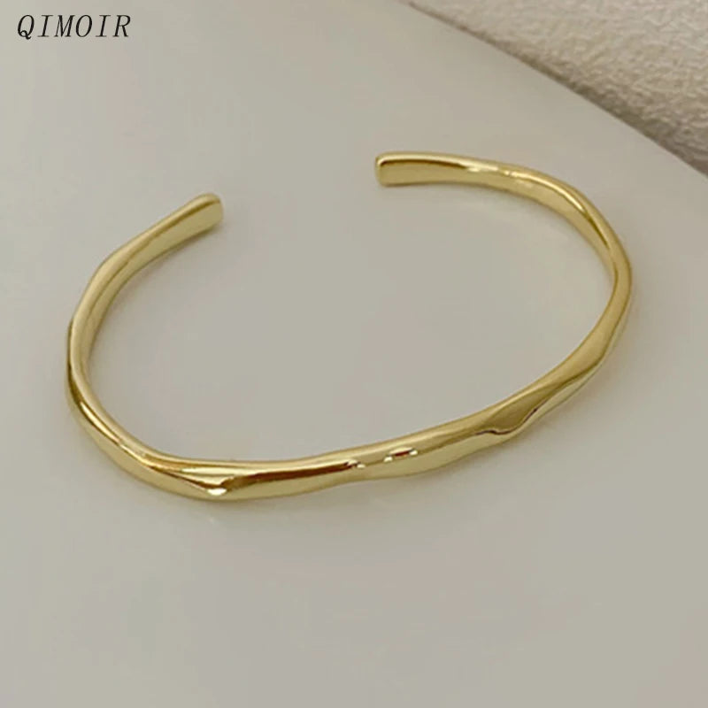 Vintage Copper Cuff Bracelet Irregular Metal Bangle Women's Jewelry