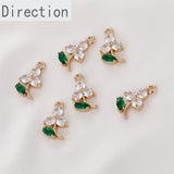 Copper Electroplating Flower Green Leaf Zircon Crystal Pendant