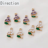 Copper Electroplating Flower Green Leaf Zircon Crystal Pendant