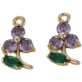 Copper Electroplating Flower Green Leaf Zircon Crystal Pendant