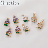 Copper Electroplating Flower Green Leaf Zircon Crystal Pendant