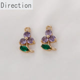 Copper Electroplating Flower Green Leaf Zircon Crystal Pendant