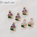Copper Electroplating Flower Green Leaf Zircon Crystal Pendant
