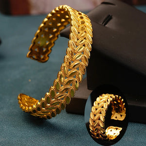 Copper Plated Flower Bangle Ring Sets for Bride