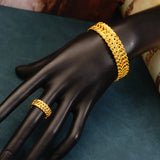 Copper Plated Flower Bangle Ring Sets for Bride