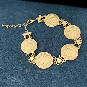 Copper Plating Link Chain Bracelets Coin Jewelry Bangle
