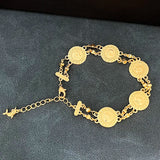 Copper Plating Link Chain Bracelets Coin Jewelry Bangle