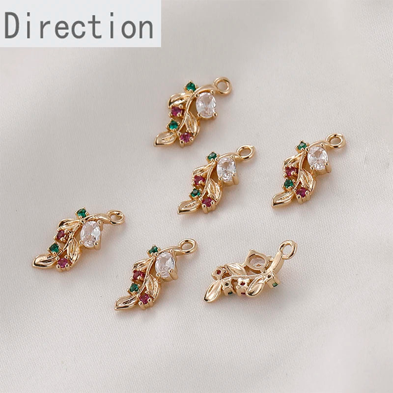Gold-plated Zircon Willow Leaf Jewelry Set