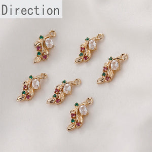 Gold-plated Zircon Willow Leaf Jewelry Set